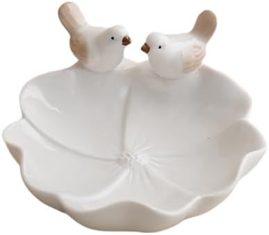 Lotus Ceramic Jewelry Tray Earring Holder Trinket Dish White