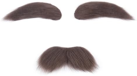 Realistic Fake Mustache and Self Adhesive Eyebrows Set for Adult Costume