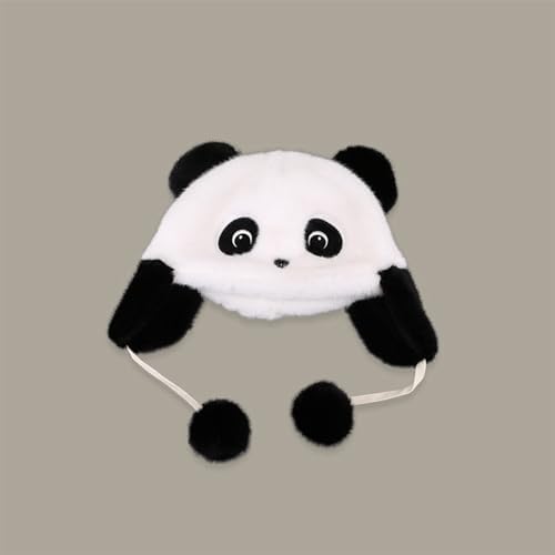 Cute Plush Animal Beanies Winter Fluffy Hats with Pom Pom and Ear Flaps