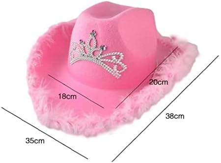 Pink Red Cowboy Hat with Glitter Tiara Crown for Girls