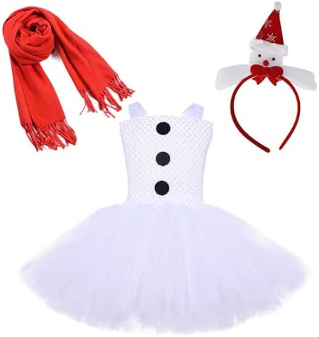 ToddlBy Girls Snowman Christmas Tutu Dress with Scarf and Headband