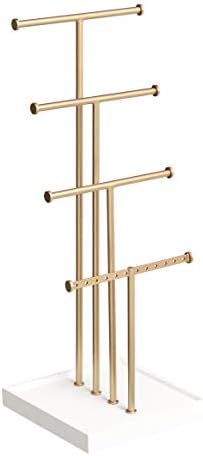 Amazon Basics Four-Tier Jewelry Tree Stand - White Brass
