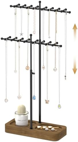 MODOWEY Necklace Holder Organizer Stand with 36 Hooks