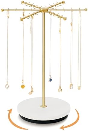 Poyilooo Necklace Holder with 48 Hooks and Rotating Base