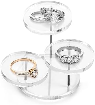 QWORK 3 Tier Acrylic Jewelry Display Riser Stand 4 Pack Clear