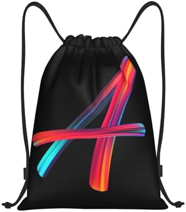 Drawstring Backpack with Initials Rainbow Letter A