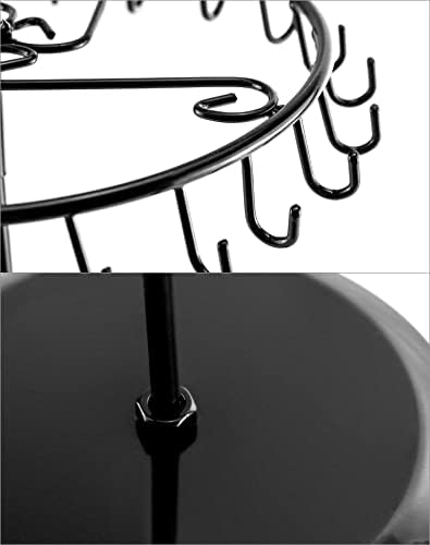 QWORK Spinning Jewelry Tree Display Stand with 23 Hooks Black