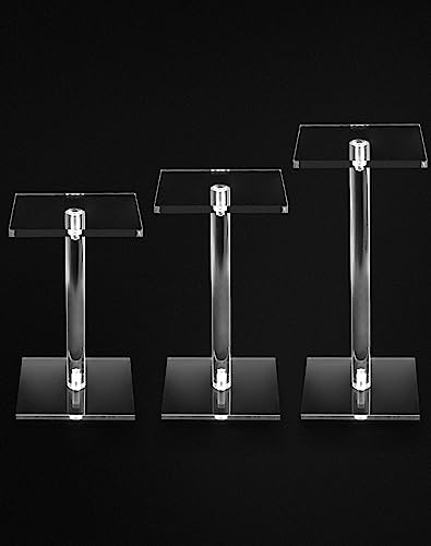 QWORK Square Acrylic Display Stand 2 Sets 3 Each