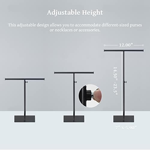 T Bar Display Stand Set of Two Black Adjustable Height