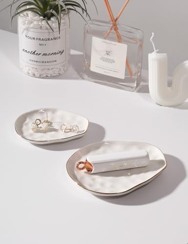 AISBUGUR Jewelry Tray Set of 2 - Large Capacity Jewelry Dish for Rings and More