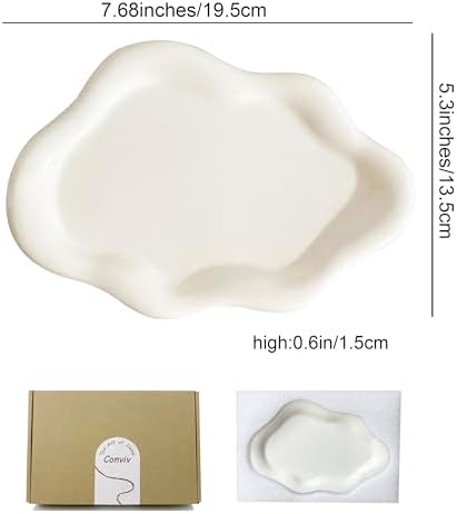White Ceramic Jewelry Tray with Cloud Shape