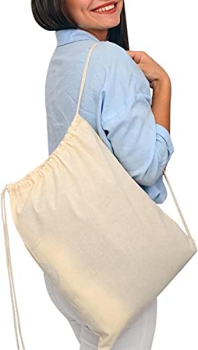 50 Pack Durable Cotton Drawstring Backpack Bags 14 W x 16 H