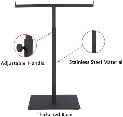 T Shaped Purse Display Stand Adjustable Height Matte Black Stainless Steel