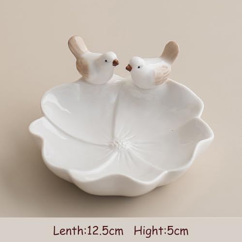 Lotus Ceramic Jewelry Tray Earring Holder Trinket Dish White