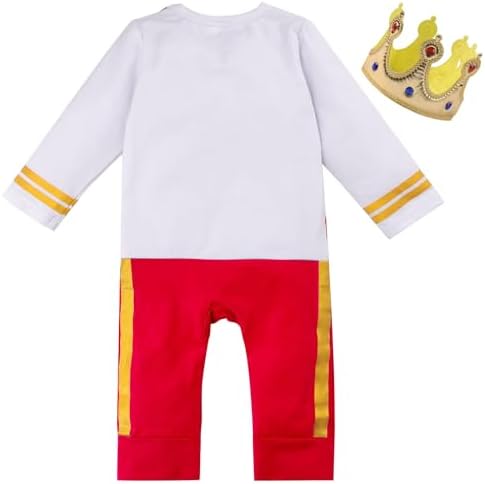 Baby Boy Prince Charming Costume Outfit with Gold Crown Newborn Halloween Costume