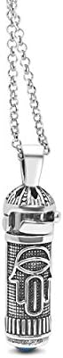 Alef Bet by Paula Sterling Silver Mezuzah Necklace with Turquoise Accent