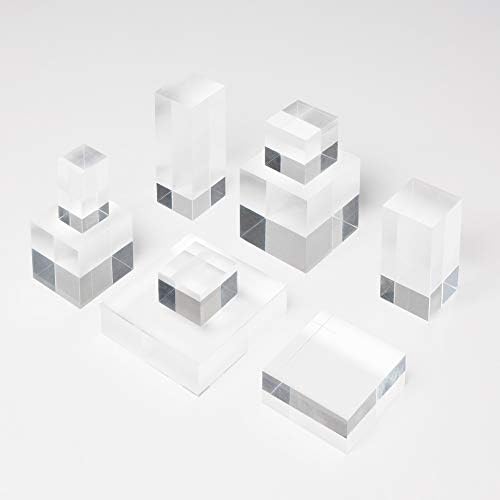 Clear Polished Acrylic Cube Display Stand - 1x6x6 Inch Square Jewelry Showcase