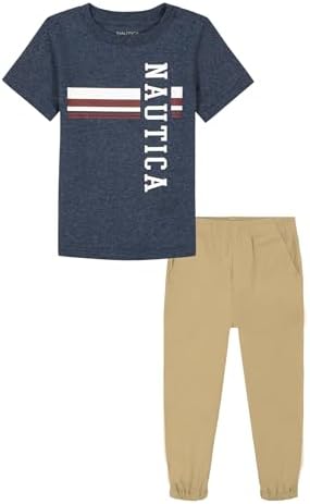 Nautica Boys 2pc Knit Tee And Woven Pant Set 1