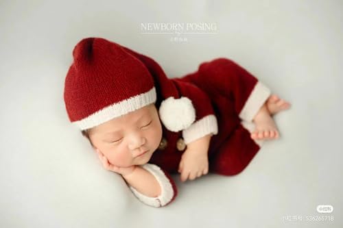 Vomdrok Newborn Christmas Hat and Romper Set