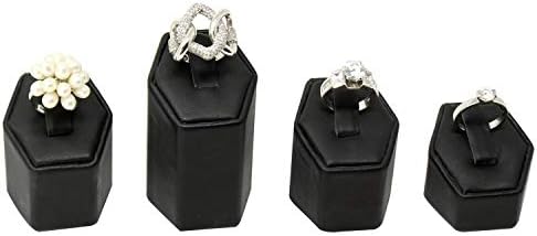 MOOCA Jewelry Ring Display Stand Holder Set 4 Pcs Black