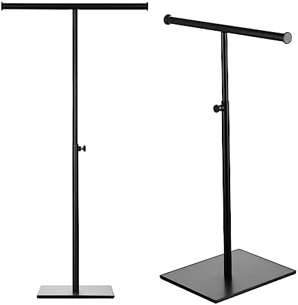 T Bar Display Stand Set of Two Black Adjustable Height