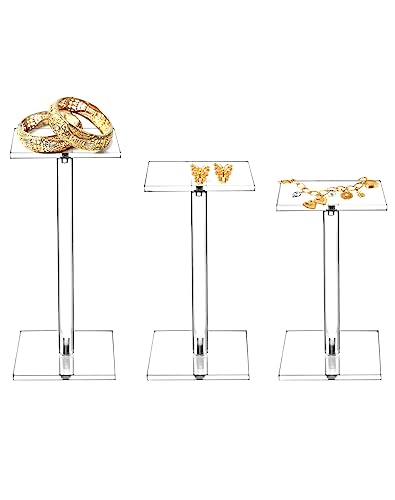 QWORK Square Acrylic Display Stand 2 Sets 3 Each