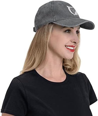 Unisex Adjustable Baseball Cap with Irish Harp Pattern Denim Snapback
