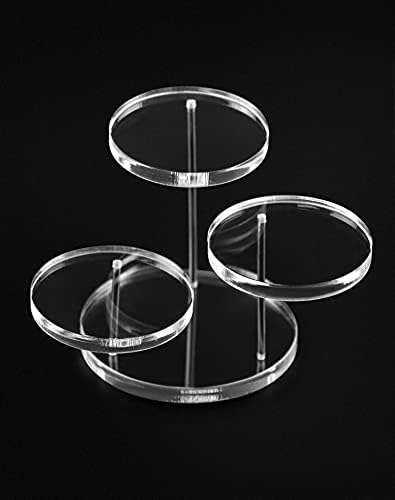 QWORK 3 Tier Acrylic Jewelry Display Riser Stand 4 Pack Clear