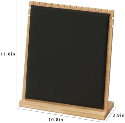 Bamboo Necklace Display Stand with Black PU Leather
