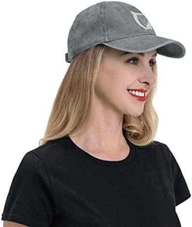 Unisex Adjustable Denim Baseball Cap with Irish Harp Pattern