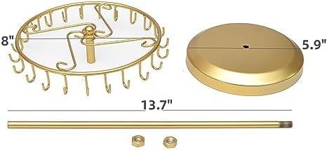 Bosmimeo Rotating Necklace Holder with 23 Hooks and Round Base