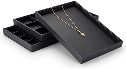 Oirlv Black Leather Jewelry Display Flat Tray Organizer