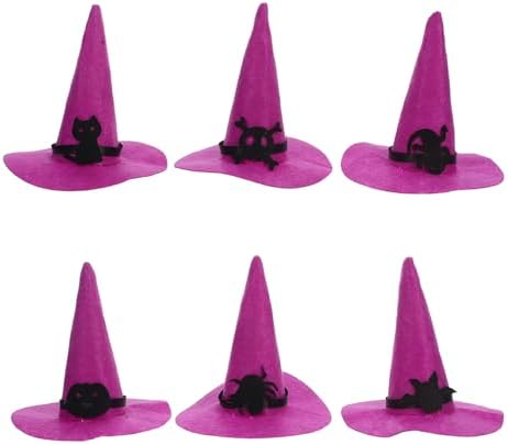 LUOZZY 6pcs Small Felt Witch Hats for Halloween DIY Decoration Costume Accessories
