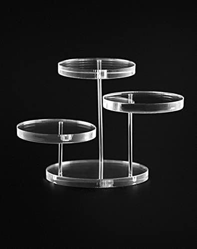 QWORK 3 Tier Acrylic Jewelry Display Riser Stand 4 Pack Clear