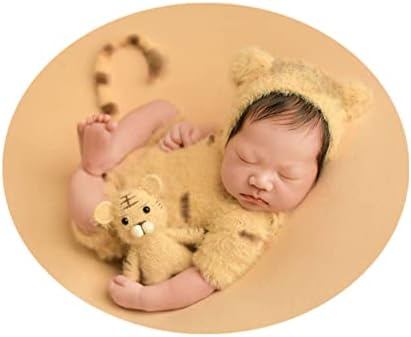 Vemonllas Baby Photo Props Tiger Hat Romper Outfit for Newborn