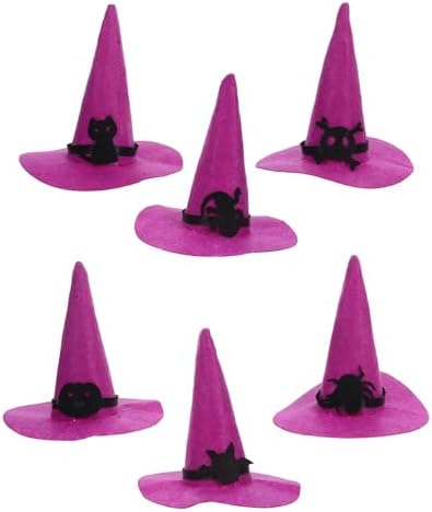 LUOZZY 6pcs Small Felt Witch Hats for Halloween DIY Decoration Costume Accessories