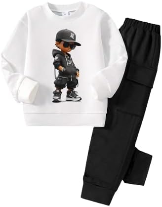 Toddler Boys Cartoon Print Sweatshirt Sweatpants Set 3-7T