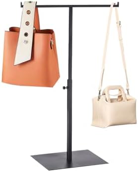 T Shaped Purse Display Stand Adjustable Height Matte Black Stainless Steel