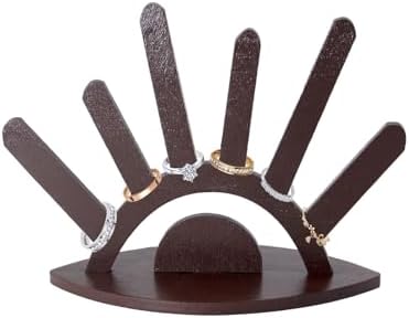 Evil Eye Wooden Ring Holder Stand - Compact Jewelry Display
