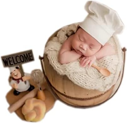 Vemonllas Newborn Baby Photo Props White Chef Hat for Boys Girls