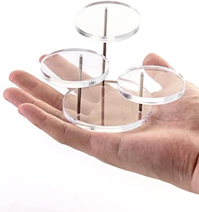 QWORK 3 Tier Acrylic Jewelry Display Riser Stand 4 Pack Clear