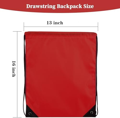 60 Pieces Red Drawstring Sports Backpack Bags for Women Men
