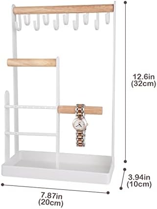 ProCase Jewelry Stand Holder Organizer 4-Tier with Ring Tray - Medium White
