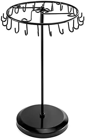 QWORK Spinning Jewelry Tree Display Stand with 23 Hooks Black