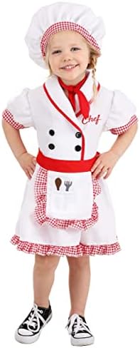 Toddler Chef Costume for Girls - Dress Hat Scarf Apron