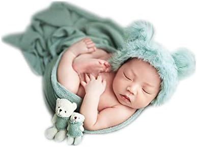 Vemonllas Newborn Photography Props Teddy Bear Hat Wrap Blanket Baby Outfit