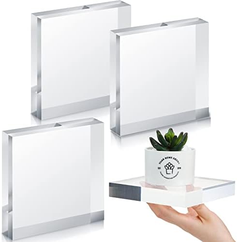Qunclay 4Pcs Acrylic Square Display Blocks for Jewelry Showcase Holder Base Collections