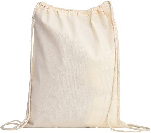 12 Pack Durable Cotton Canvas Drawstring Bags 14x16