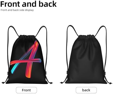 Drawstring Backpack with Initials Rainbow Letter A