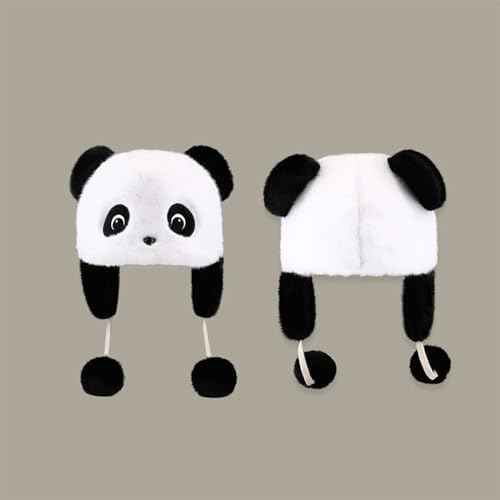 Cute Plush Animal Beanies Winter Fluffy Hats with Pom Pom and Ear Flaps
